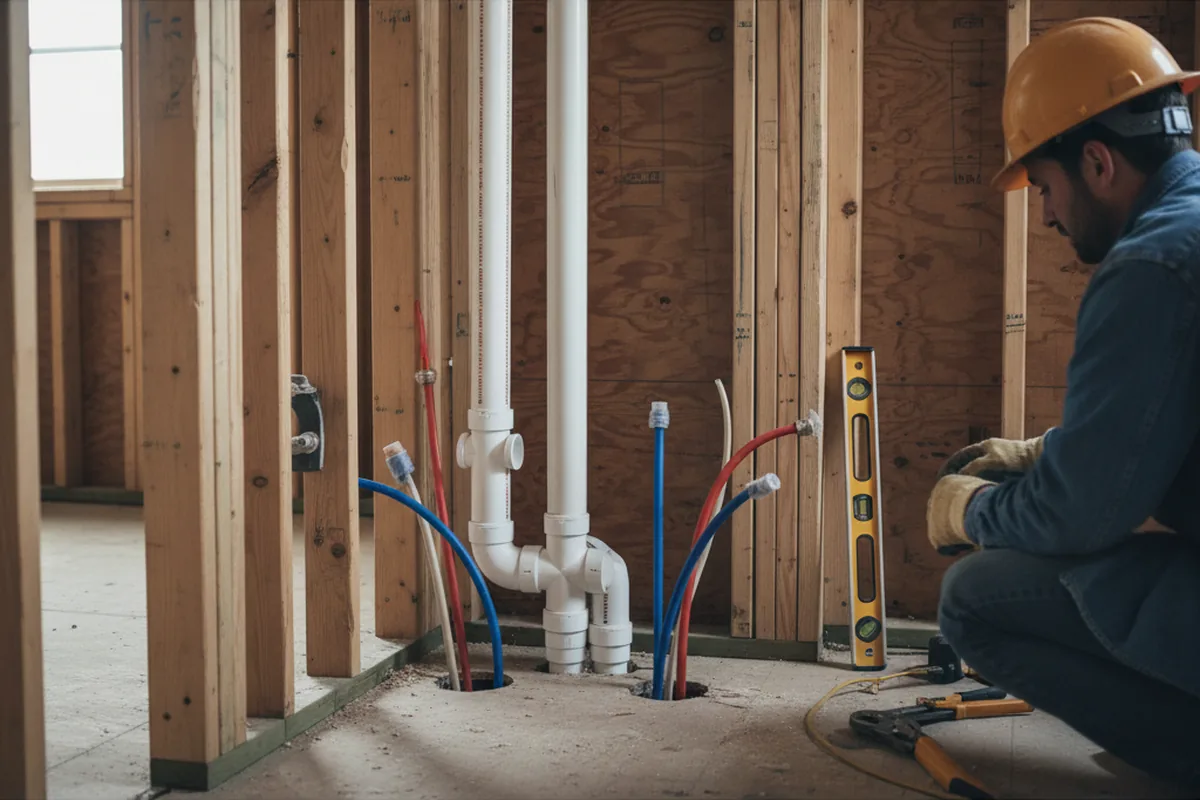 Drain and supply rough-in during Drain Cleaning in Toledo