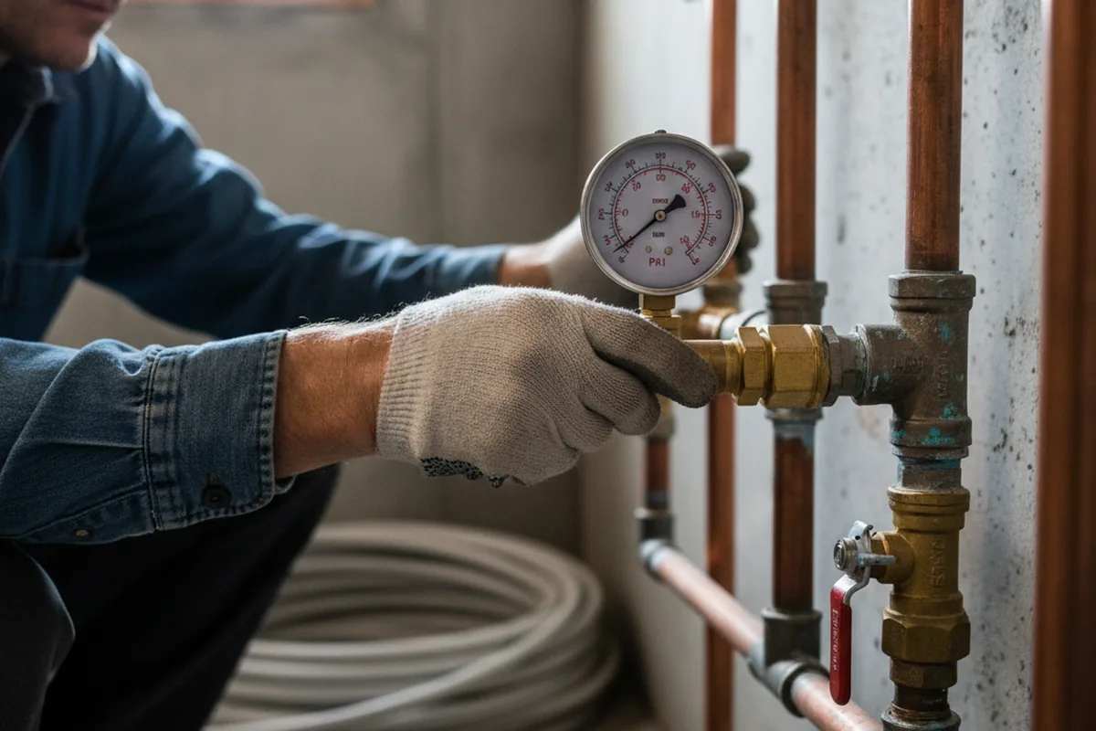 Pressure testing a repaired line during Water Line Repair in Toledo